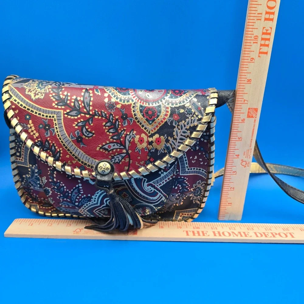 Patricia Nash Beaumont Provencal Escape Paisley Leather Crossbody‎ Bag Gold Foil